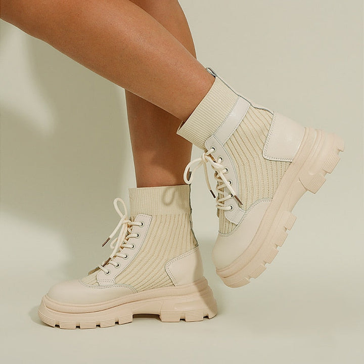Heather’s Chunky Lace-Up Knit Ankle Boots