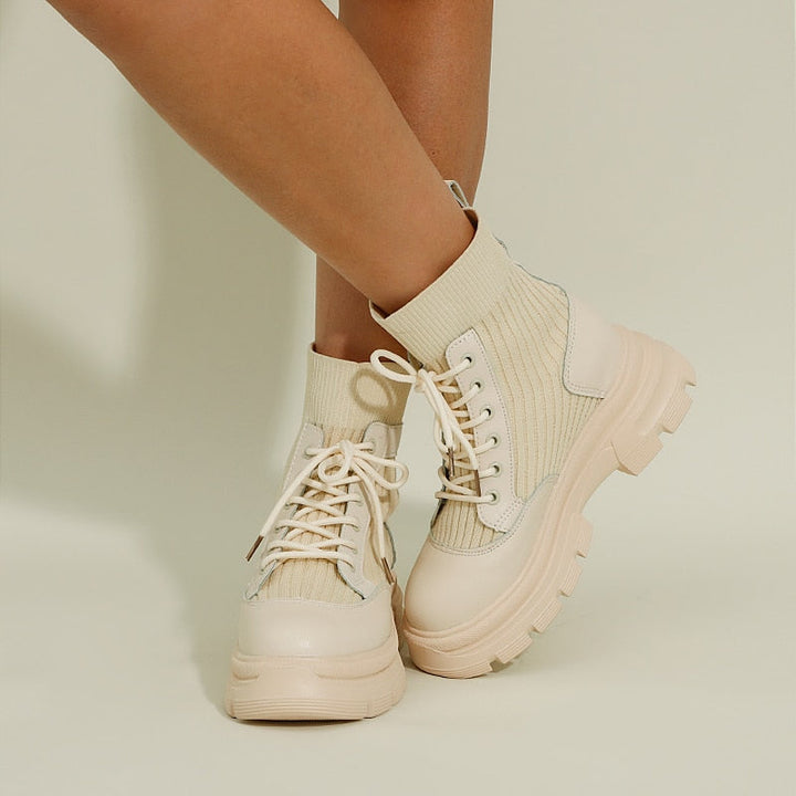 Heather’s Chunky Lace-Up Knit Ankle Boots