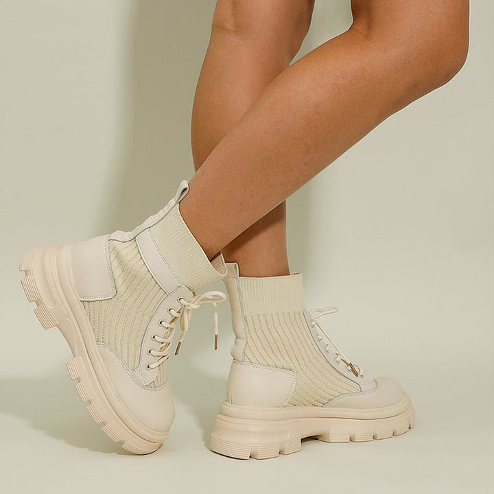 Heather’s Chunky Lace-Up Knit Ankle Boots