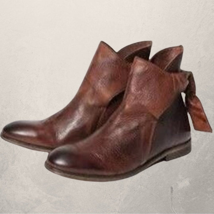 Heather’s Elegant Bow-Detail Leather Ankle Boots