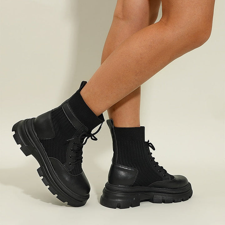 Heather’s Chunky Lace-Up Knit Ankle Boots