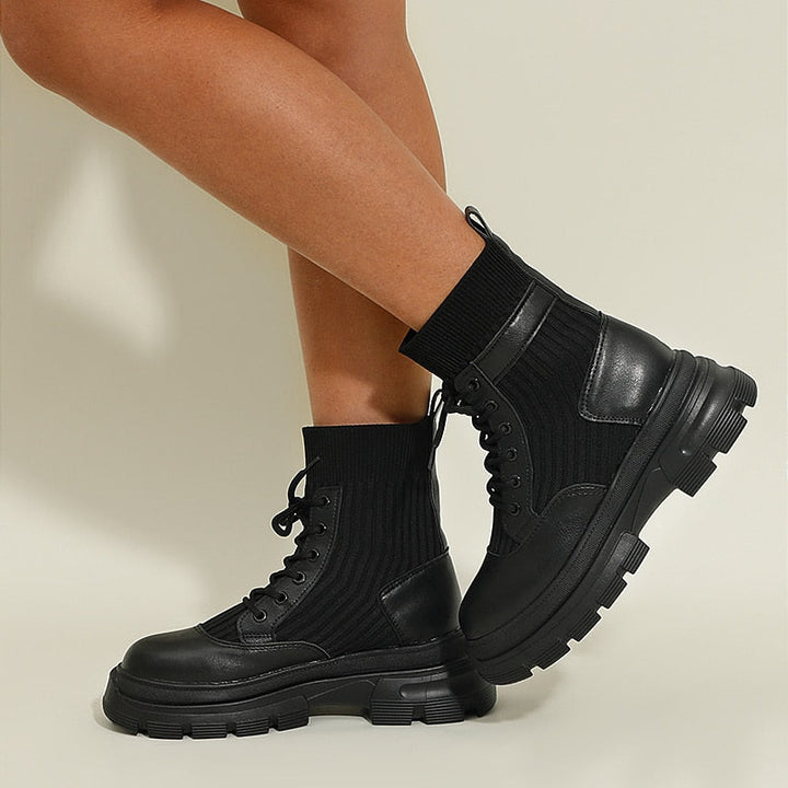 Heather’s Chunky Lace-Up Knit Ankle Boots