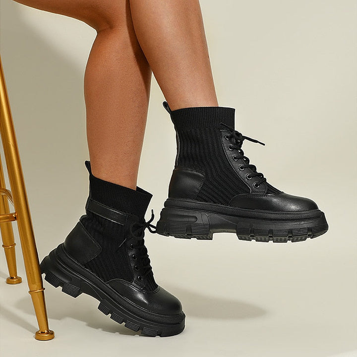 Heather’s Chunky Lace-Up Knit Ankle Boots