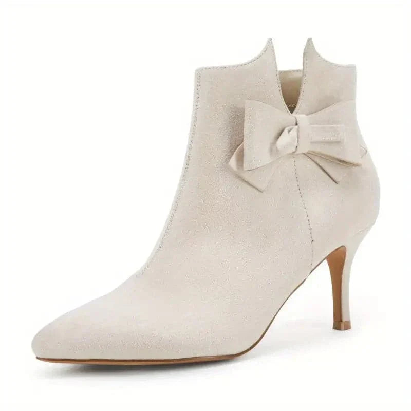 Heather’s Elegant Bow Stiletto Ankle Boots