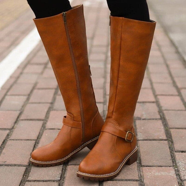 Heather’s Classic Knee-High Buckle Leather Boots