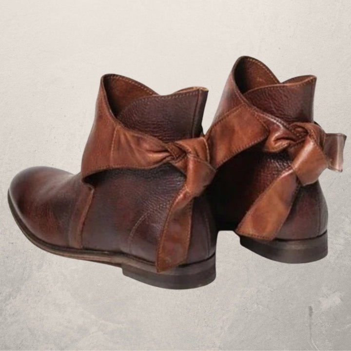 Heather’s Elegant Bow-Detail Leather Ankle Boots