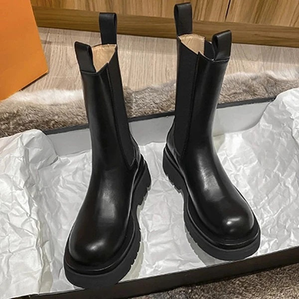 Heather’s Chunky Leather Mid-Calf Boots