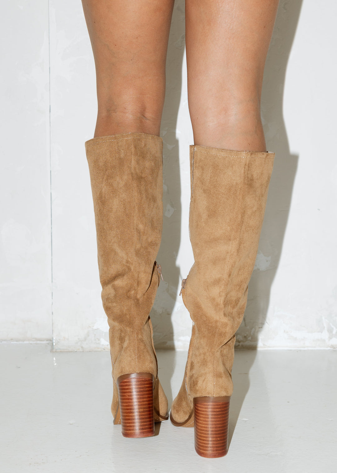 Heather’s Latte Suede Knee-High Boots