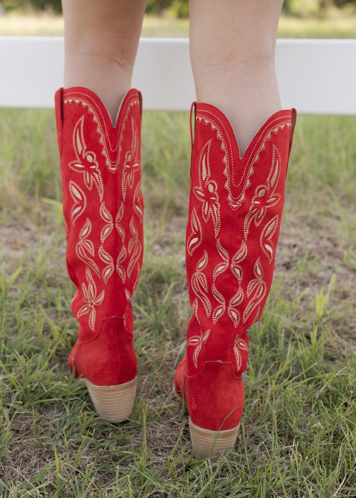 Heather’s Red Embroidered Western Boots