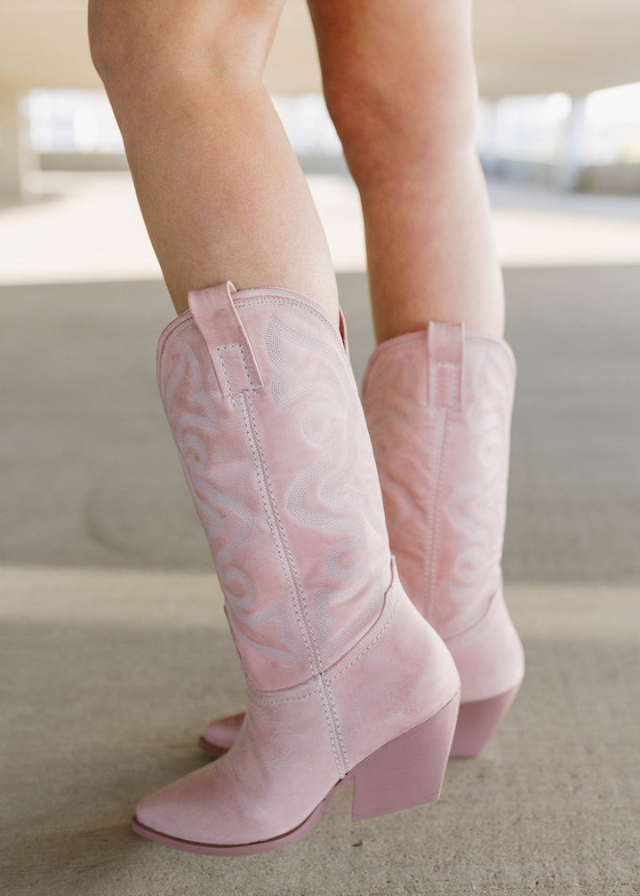 Heather’s Pink Western Leather-Lined Boots