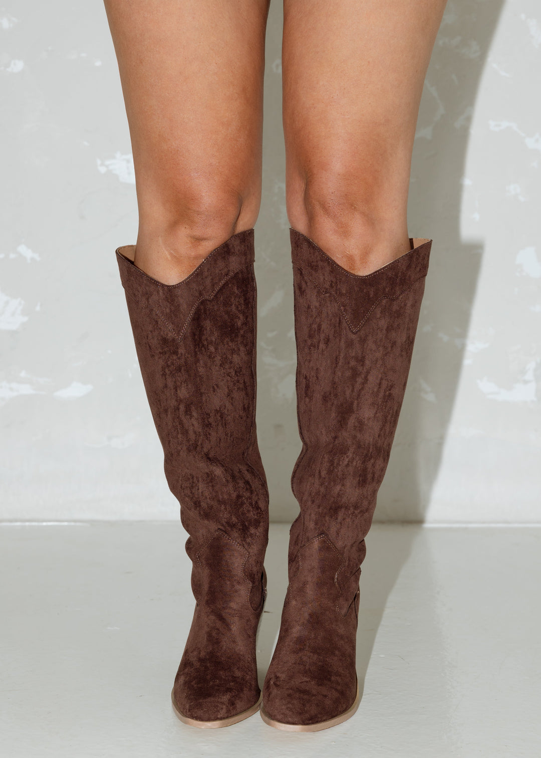 Heather’s Classy Suede Knee-High Boots