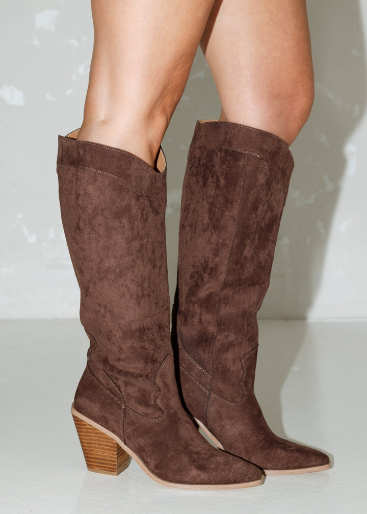 Heather’s Classy Suede Knee-High Boots
