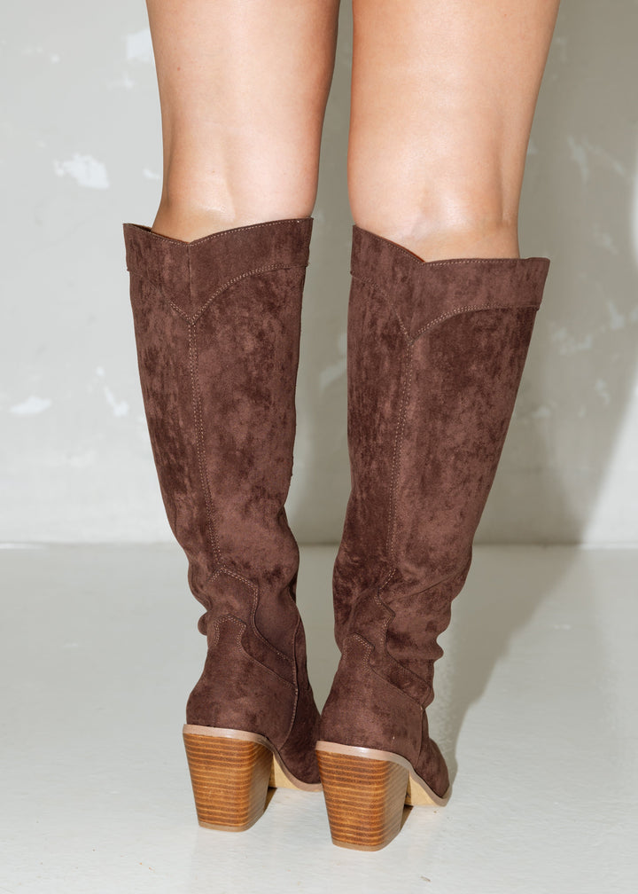 Heather’s Classy Suede Knee-High Boots