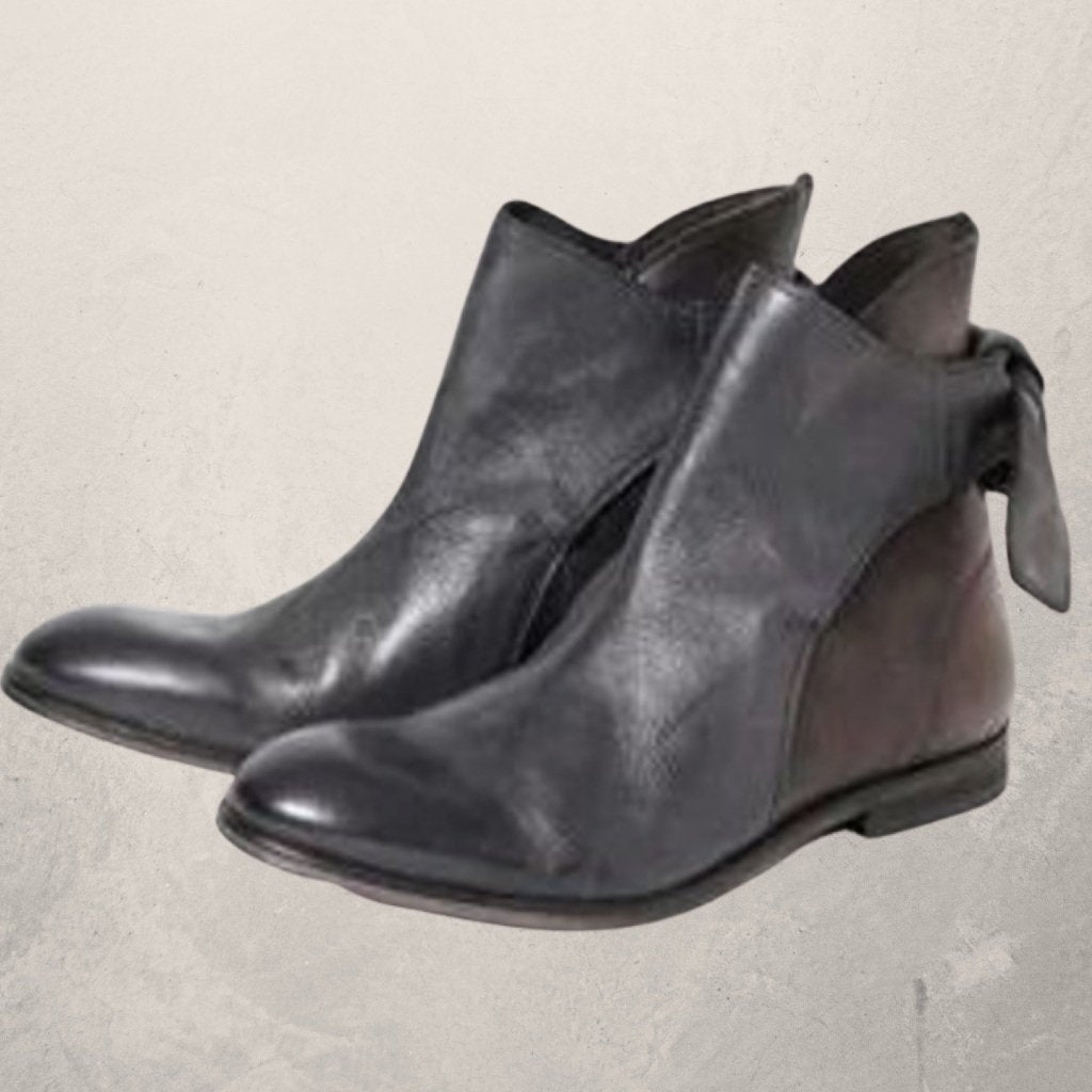 Heather’s Elegant Bow-Detail Leather Ankle Boots