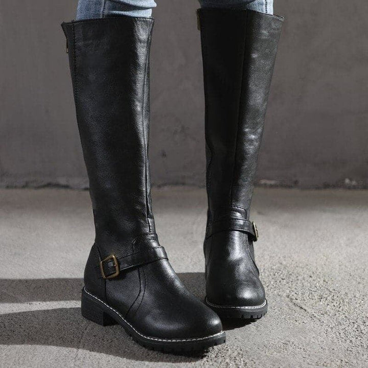 Heather’s Classic Knee-High Buckle Leather Boots