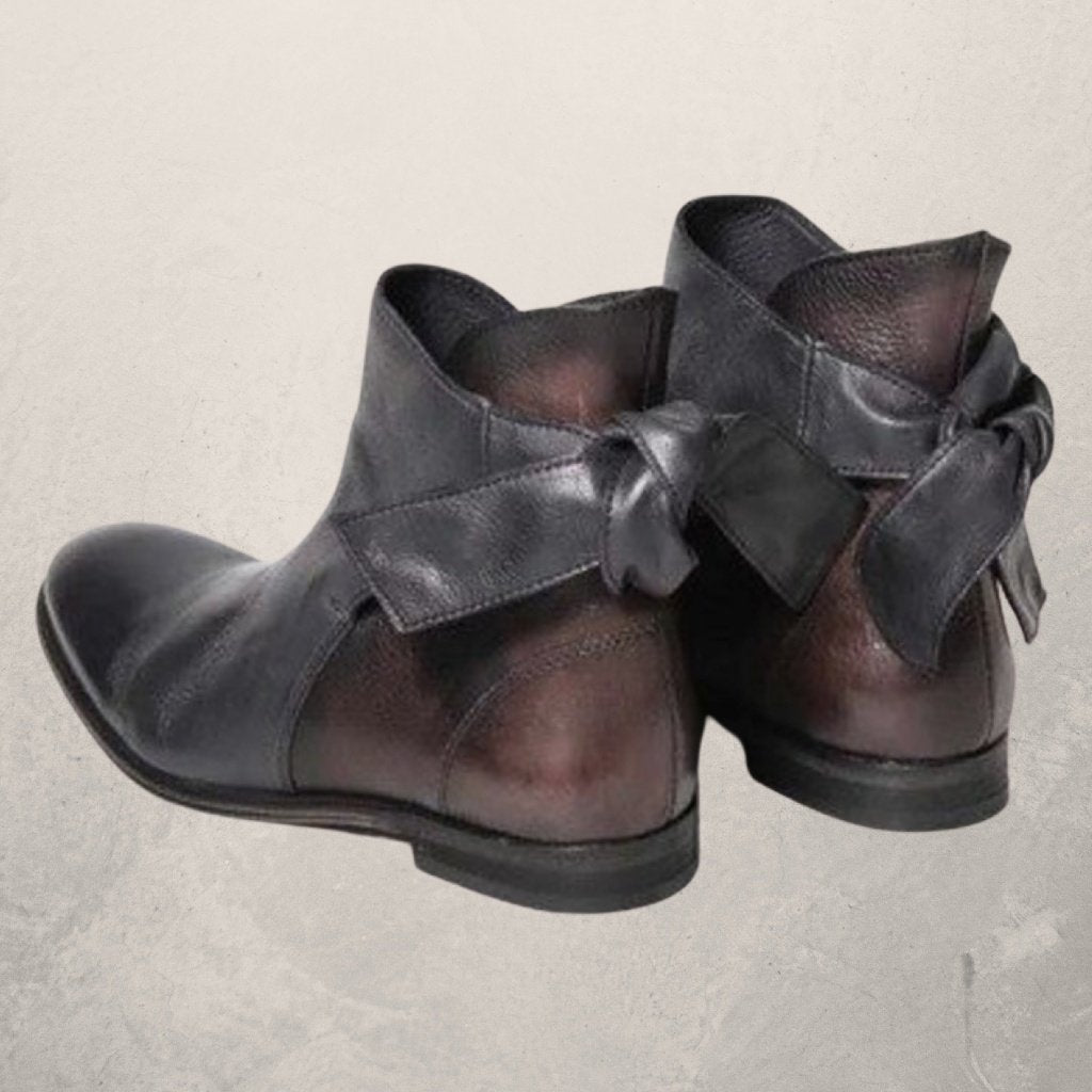 Heather’s Elegant Bow-Detail Leather Ankle Boots