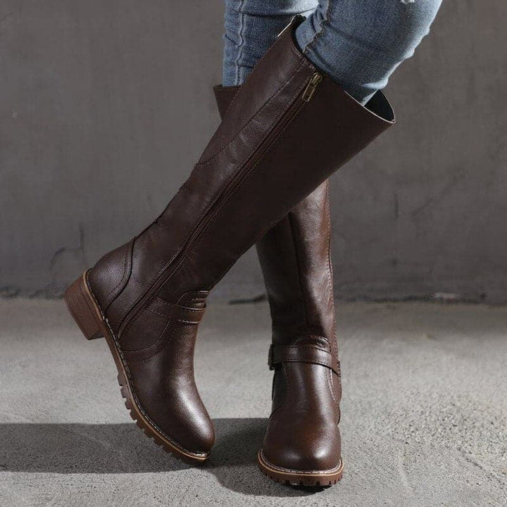 Heather’s Classic Knee-High Buckle Leather Boots