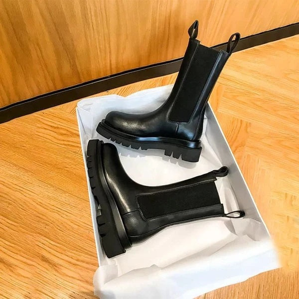 Heather’s Chunky Leather Mid-Calf Boots