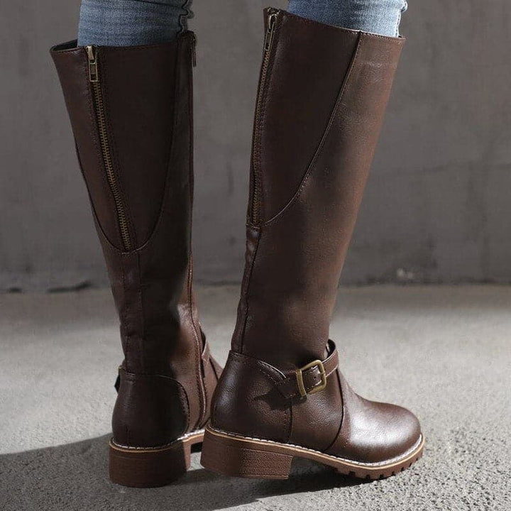 Heather’s Classic Knee-High Buckle Leather Boots