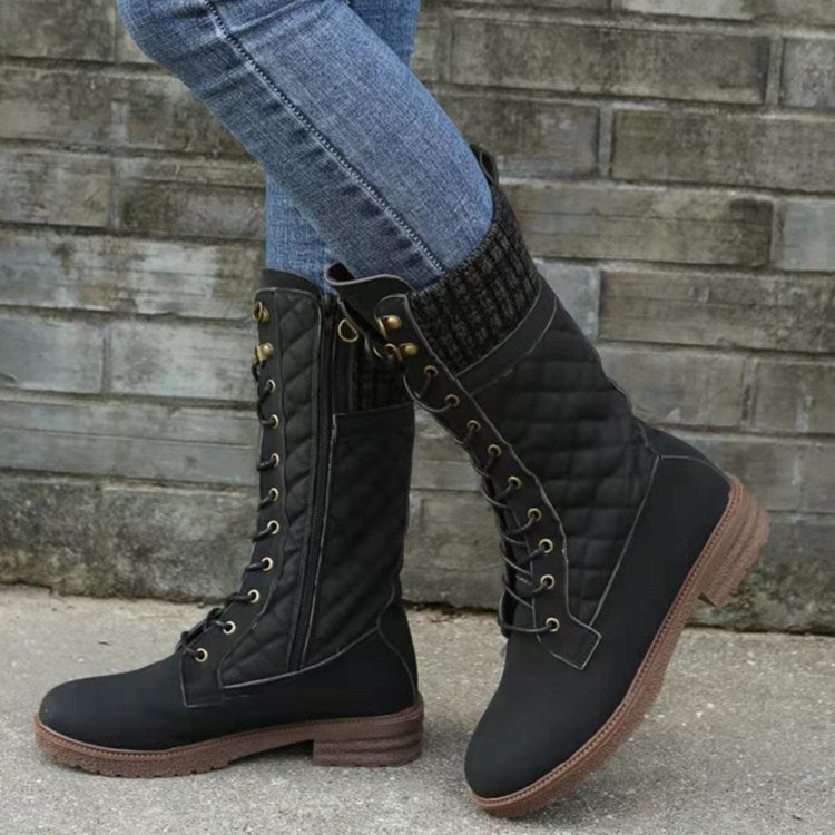 Heather’s Quilted Lace-Up Knee-High Boots