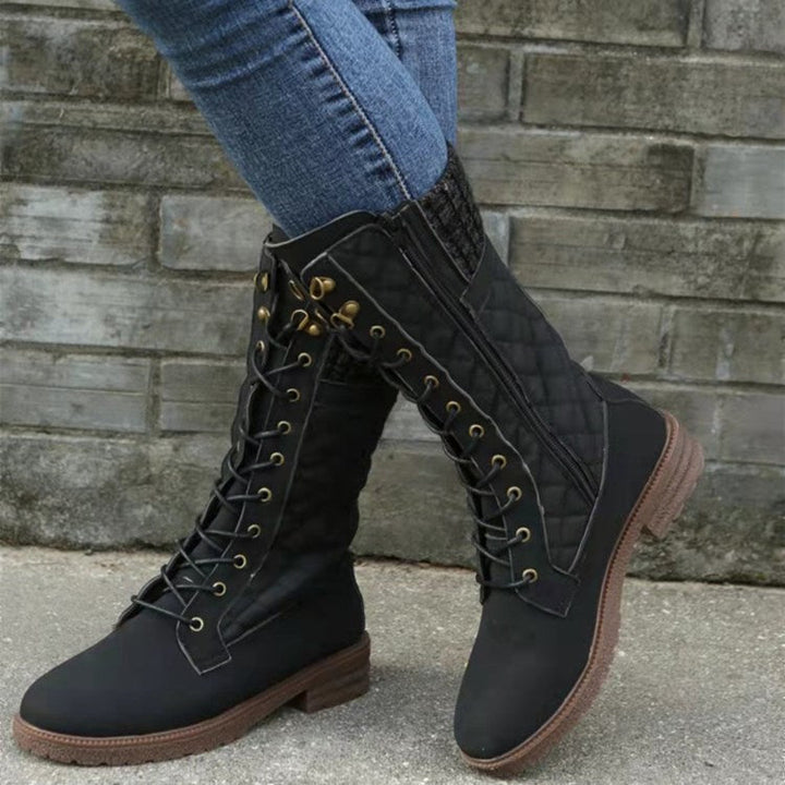 Heather’s Quilted Lace-Up Knee-High Boots