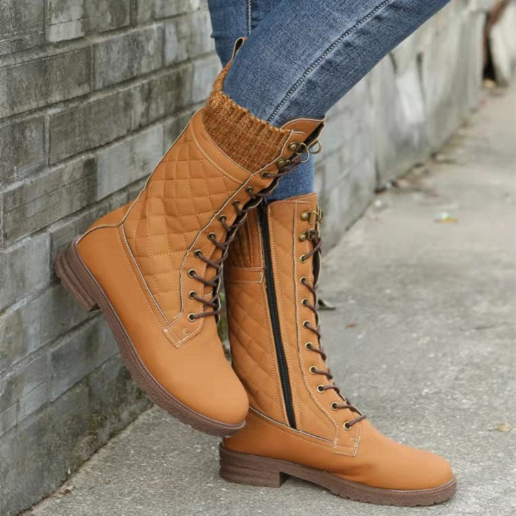 Heather’s Quilted Lace-Up Knee-High Boots