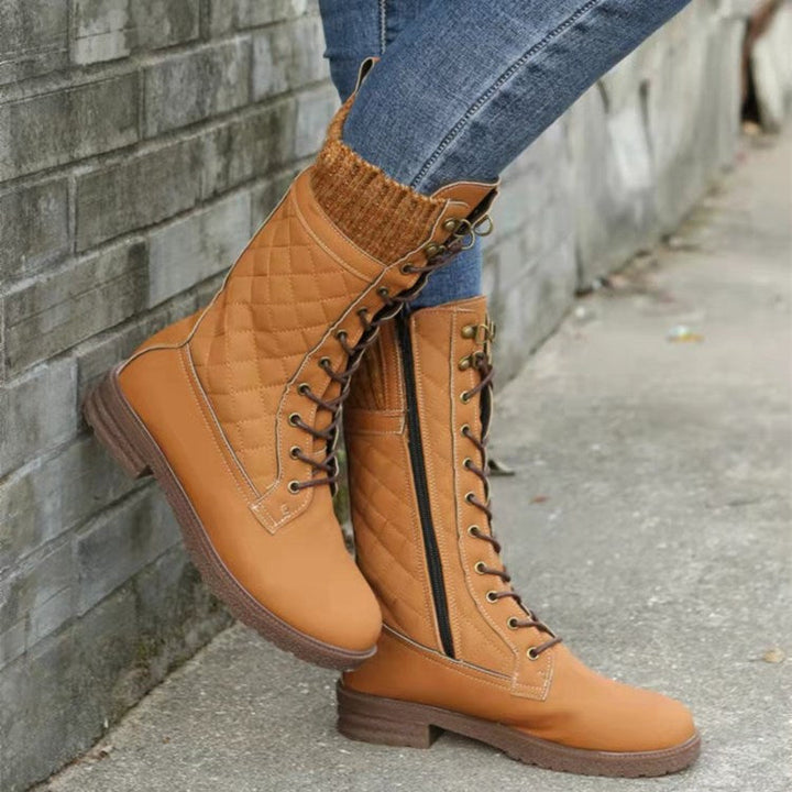Heather’s Quilted Lace-Up Knee-High Boots
