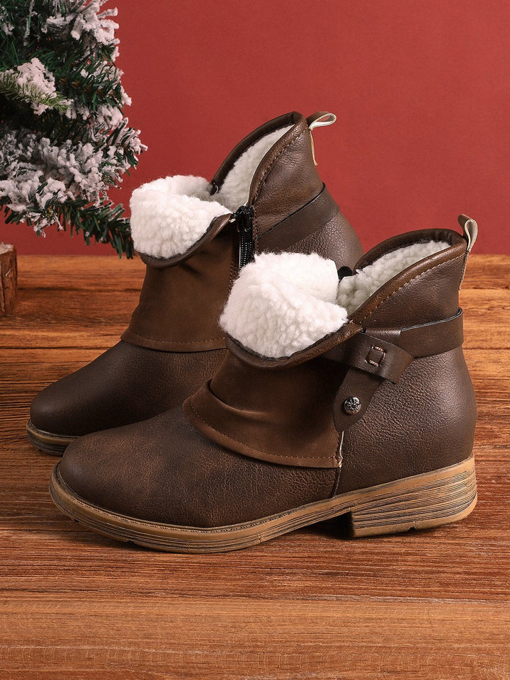 Heather’s Classic Leather-Look Slip-On Ankle Boots