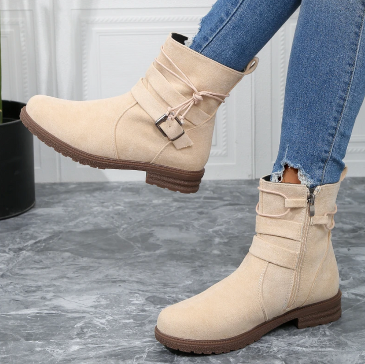 Heather’s Suede Buckle Ankle Boots