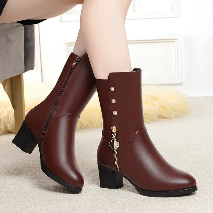 Heather’s Cozy Mid-Calf Plush Lined Zipper Boots