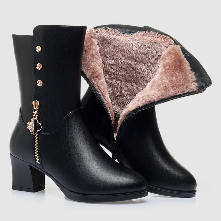 Heather’s Cozy Mid-Calf Plush Lined Zipper Boots