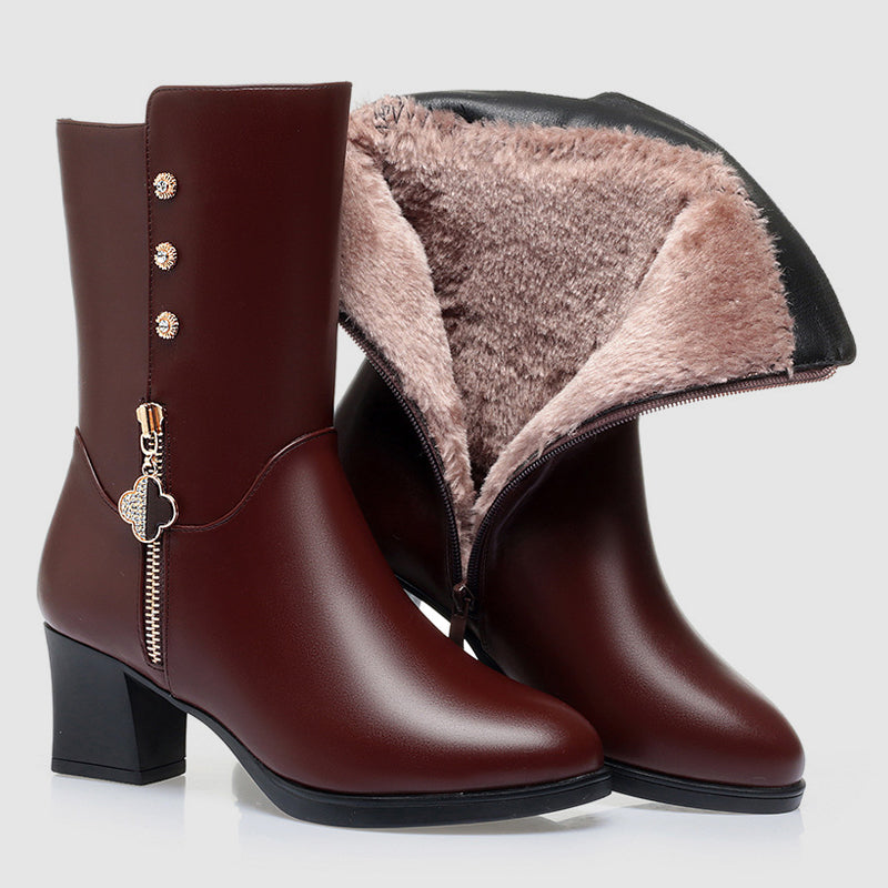 Heather’s Cozy Mid-Calf Plush Lined Zipper Boots