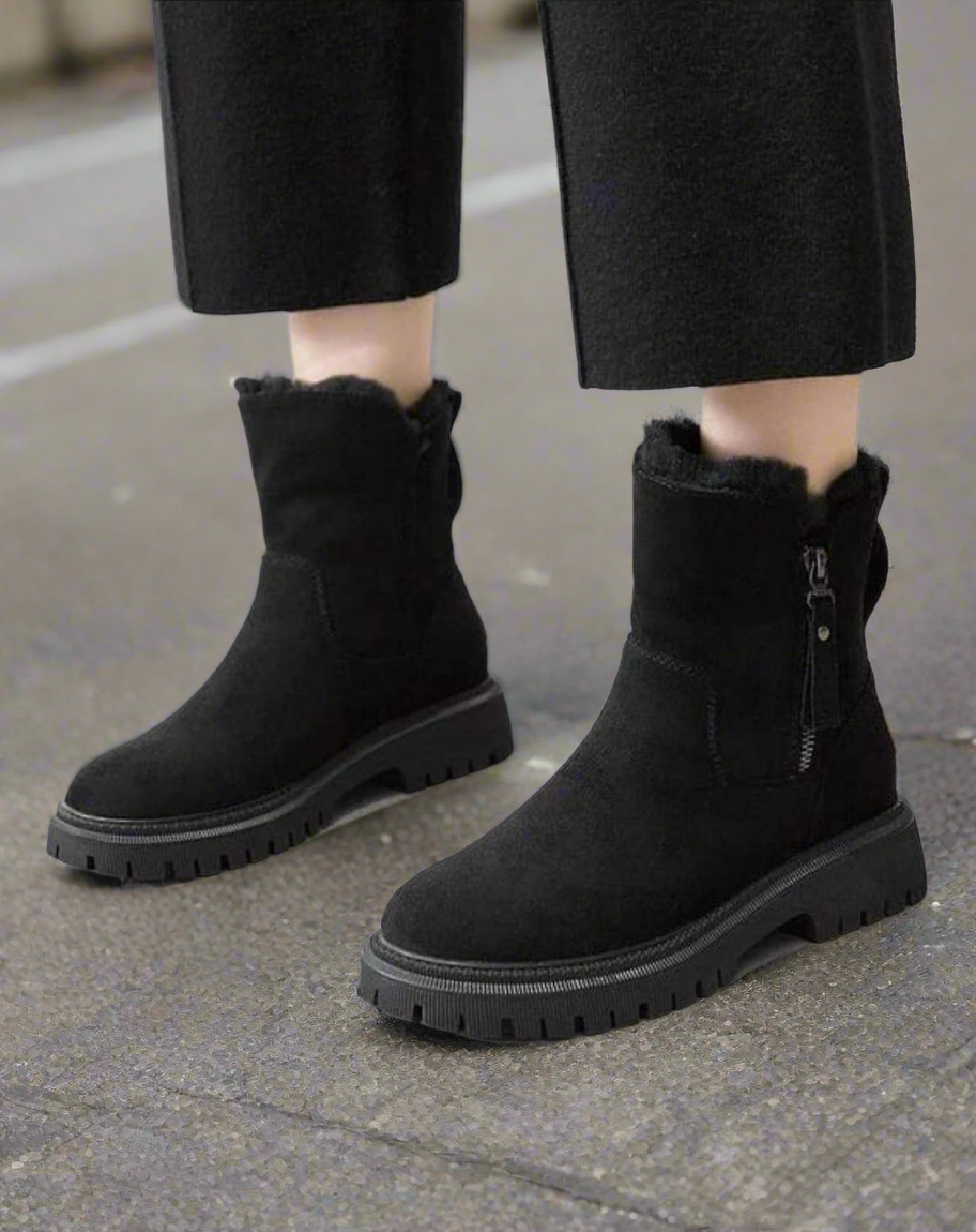 Heather’s Warm Suede Slip-On Ankle Boots