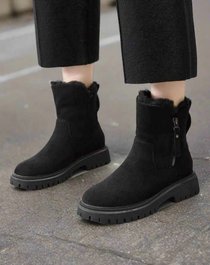 Heather’s Warm Suede Slip-On Ankle Boots