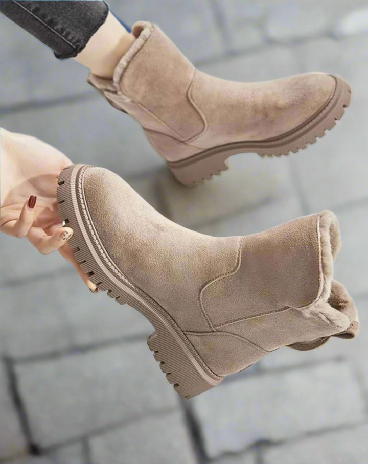 Heather’s Warm Suede Slip-On Ankle Boots