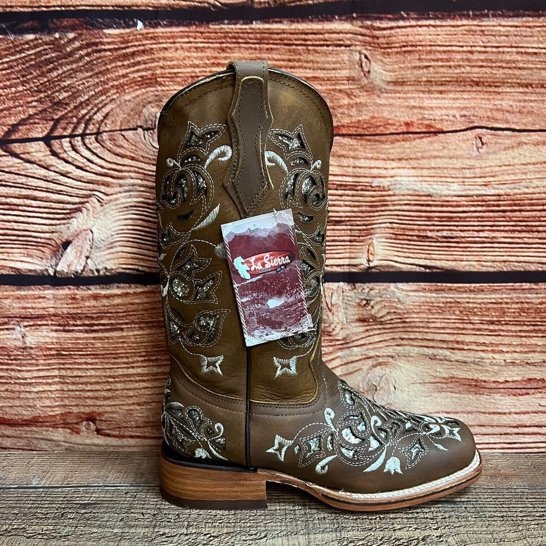 Heathers Western Rodeo Square Toe Glitter Inlay