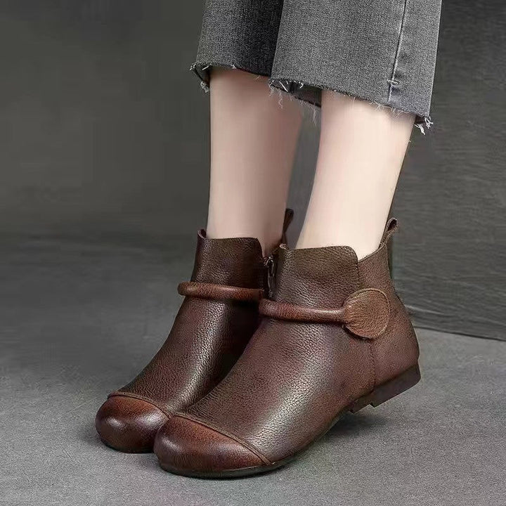 Heather’s Soft PU Round-Toe Side-Zip Ankle Boots