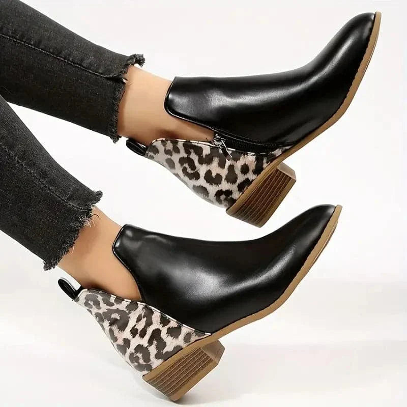 Heather’s Bold Leopard Heel Ankle Boots