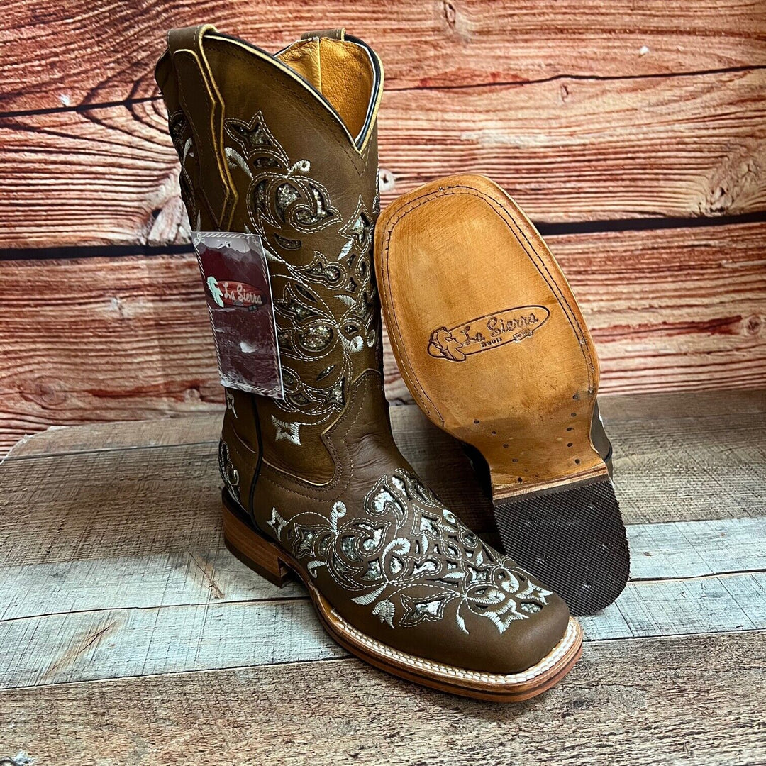 Heathers Western Rodeo Square Toe Glitter Inlay