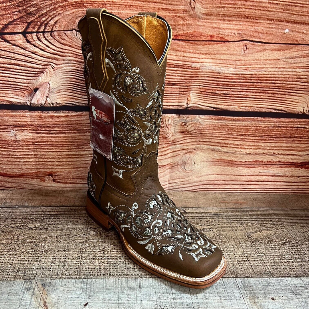 Heathers Western Rodeo Square Toe Glitter Inlay